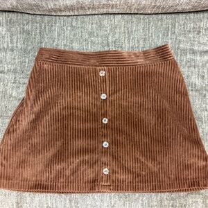 Belle Du Jour Rust Brown Corduroy Button-Front Mini Skirt